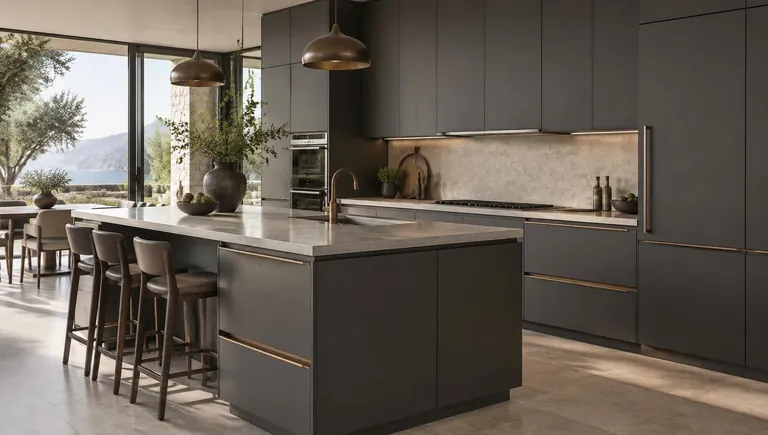 Luxe Slab cabinets kitchen